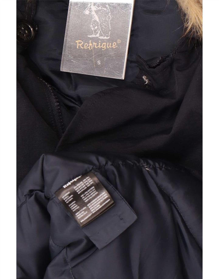 Refrigue Mens Hooded Padded Jacket UK 36 Small Navy Blue Nylon