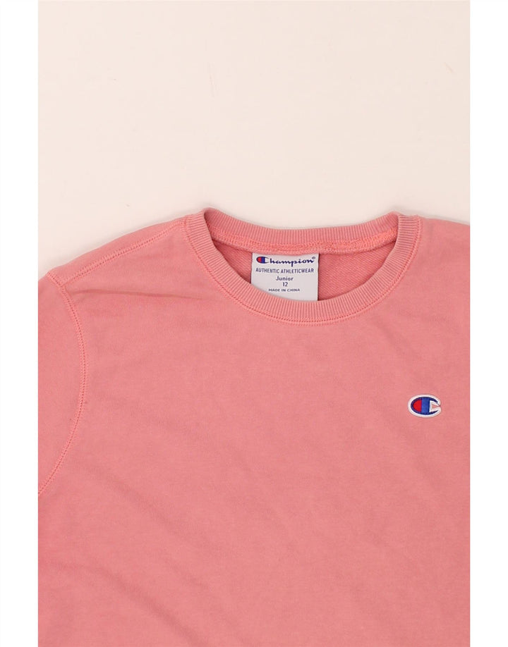 CHAMPION Boys Sweatshirt Jumper 11-12 Years Pink Cotton Vintage Champion and Second-Hand Champion from Messina Hembry 