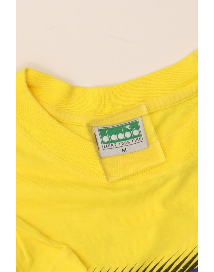 DIADORA Mens Graphic T-Shirt Top Medium Yellow Cotton
