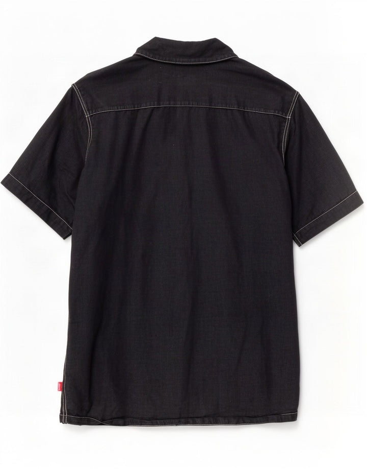 Camicia Levi's da uomo a maniche corte, vestibilità regolare, piccola in lino nero