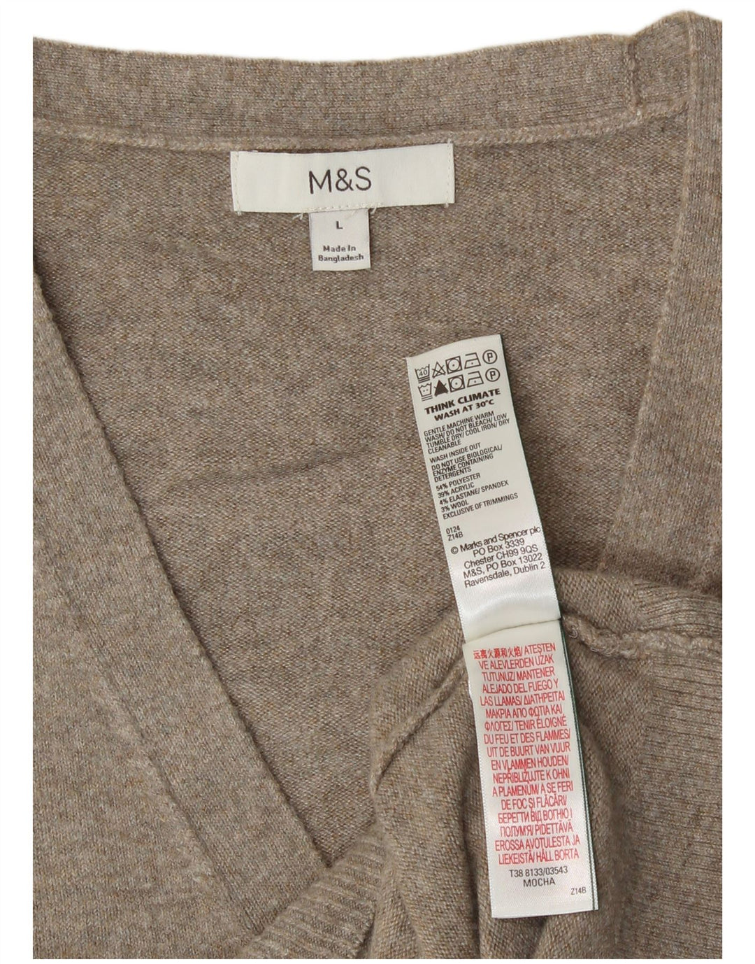Maglione cardigan senza maniche da donna Marks & Spencer UK 16 grande grigio