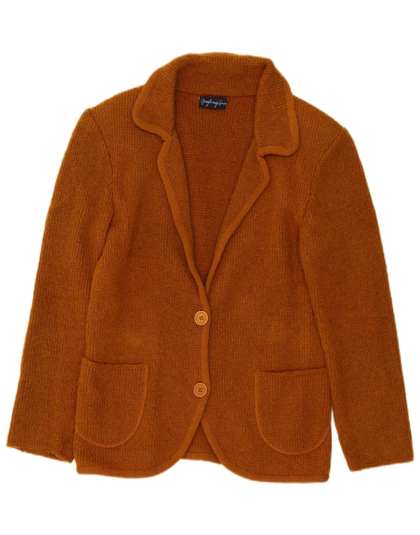 Vintage Womens Knit 2 Button Blazer Jacket UK 14 Medium Brown