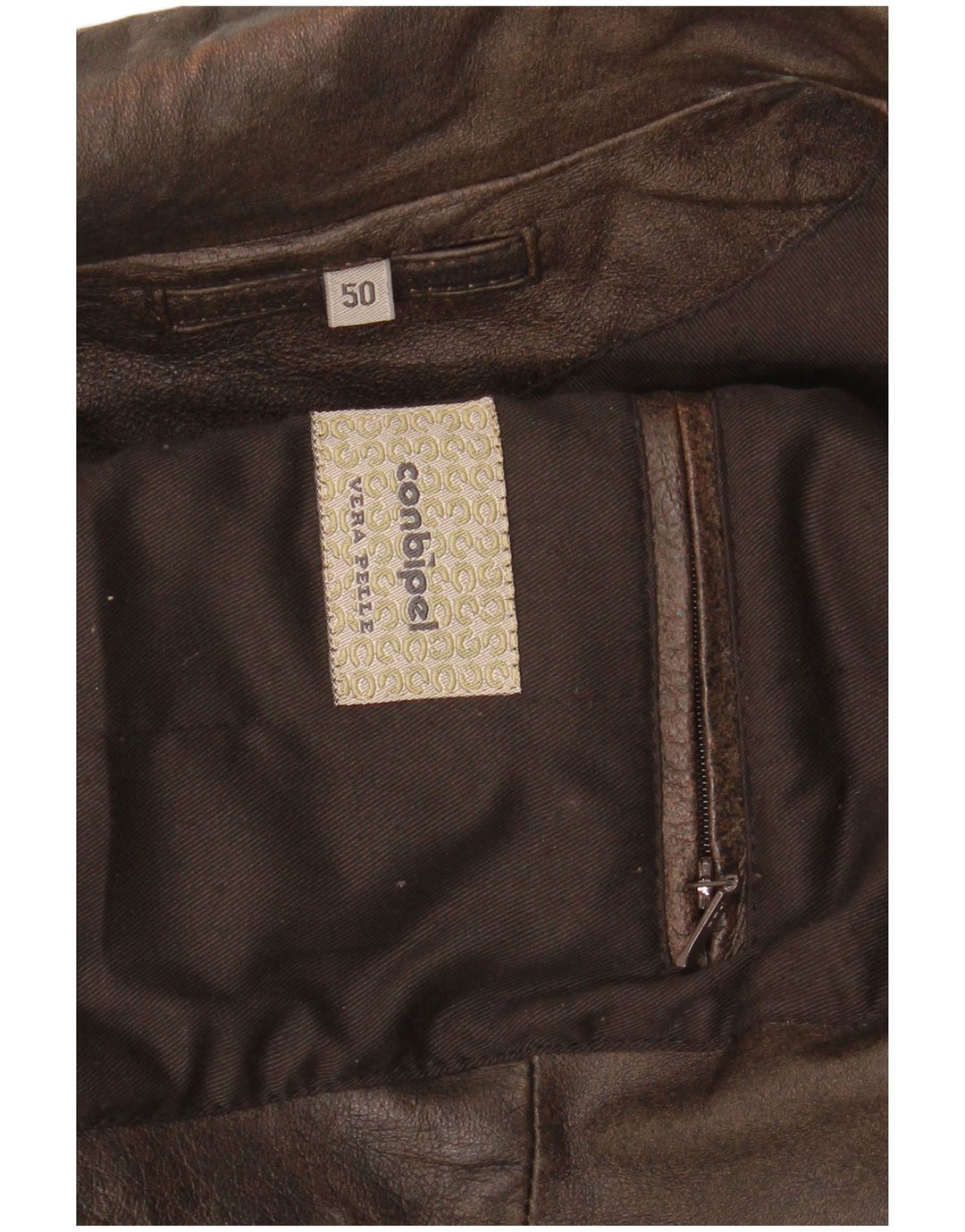 Conbipel Mens Leather Jacket IT 50 Large Brown Leather