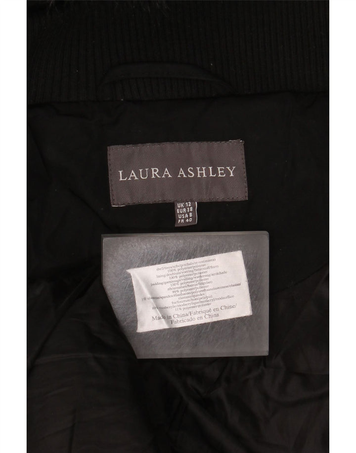Cappotto imbottito con cappuccio da donna Laura Ashley UK 12 medio poliestere nero