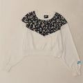 NIKE Womens Crop Oversized Sweatshirt Jumper UK 10 Small White Floral Vintage Nike and Second-Hand Nike from Messina Hembry 
