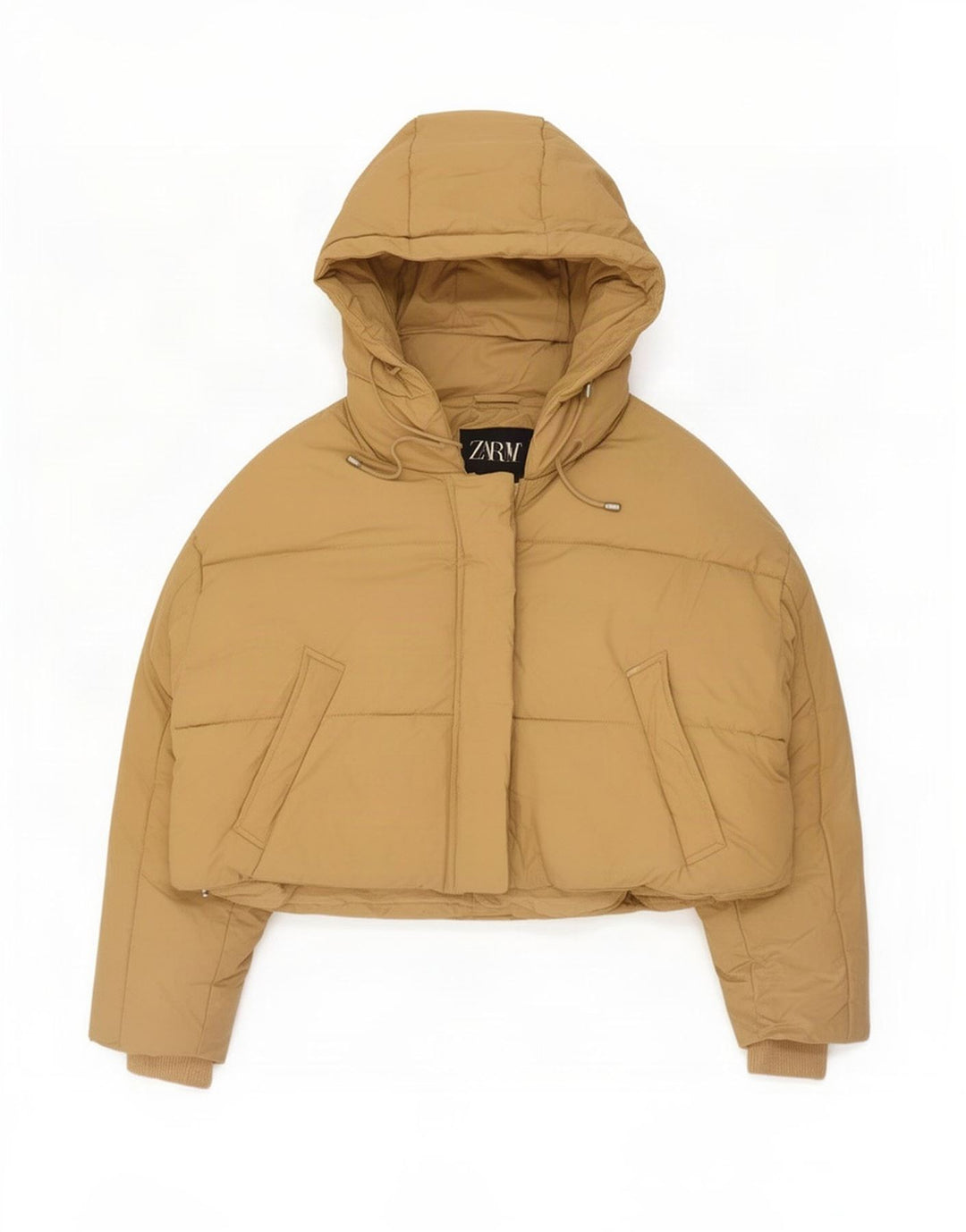 Zara Damen-Jacke mit Kapuze, übergroß, wattiert, UK 14, Mittelbeige