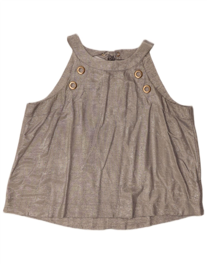 Coast Womens Crop Top UK 16 Large  Silver Viscose