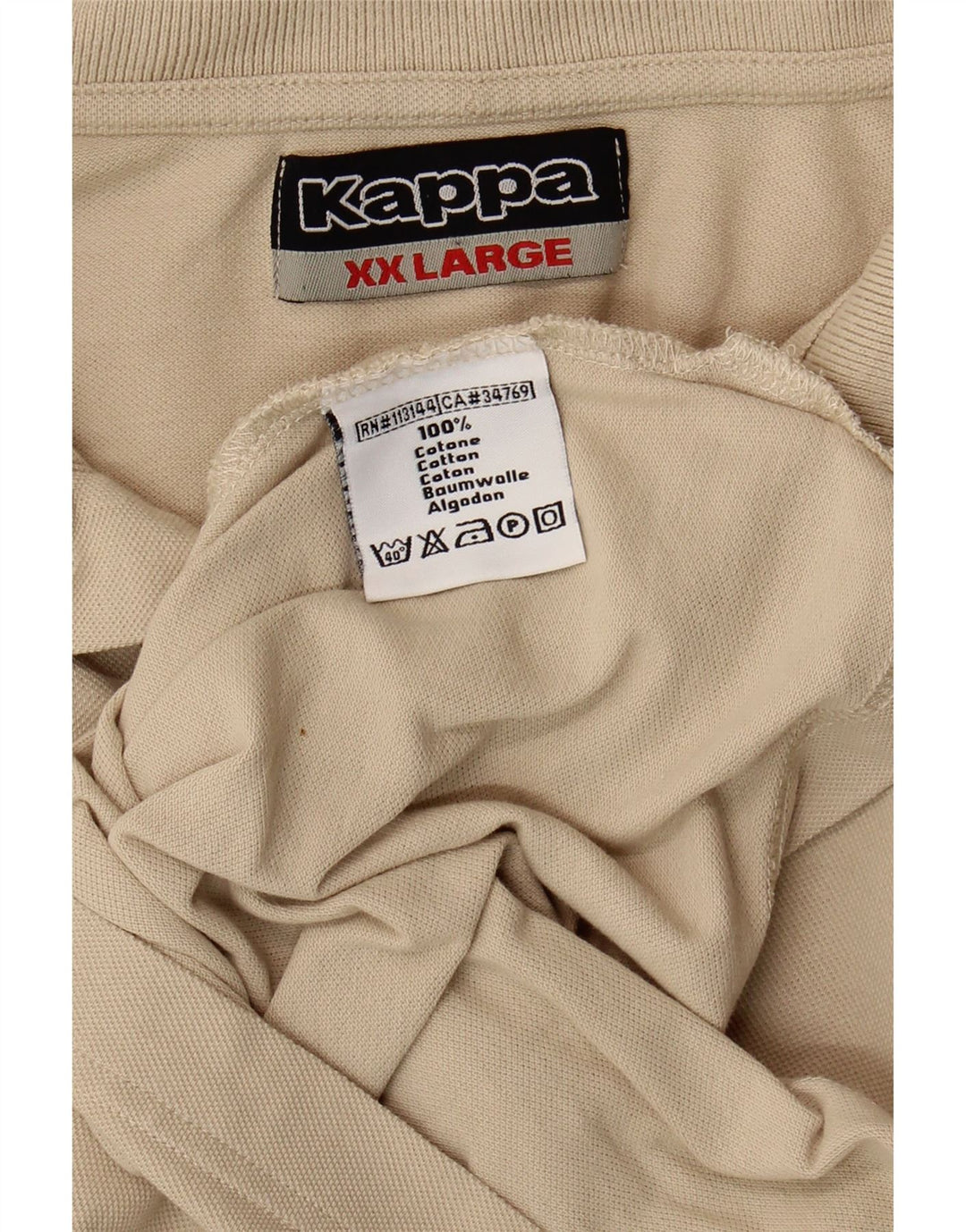 KAPPA Mens Polo Shirt 2XL Beige Cotton Vintage Kappa and Second-Hand Kappa from Messina Hembry 