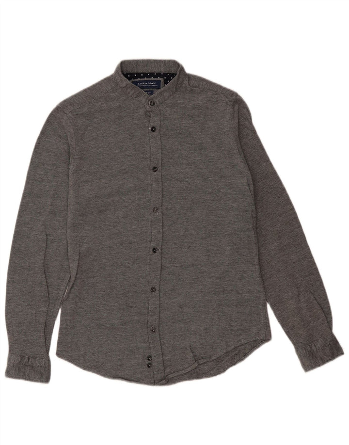 Zara Mens Slim Fit Shirt Medium Grey Cotton