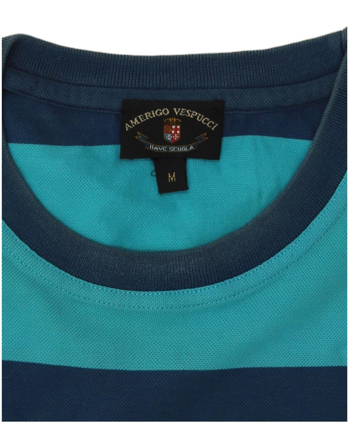 AMERIGO VESPUCCI Herre T-shirt Top Medium Blå Stribet