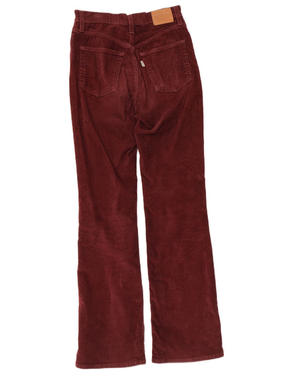Levi's Womens Ribcage Bootcut Corduroy Trousers W26 L33 Burgundy Cotton