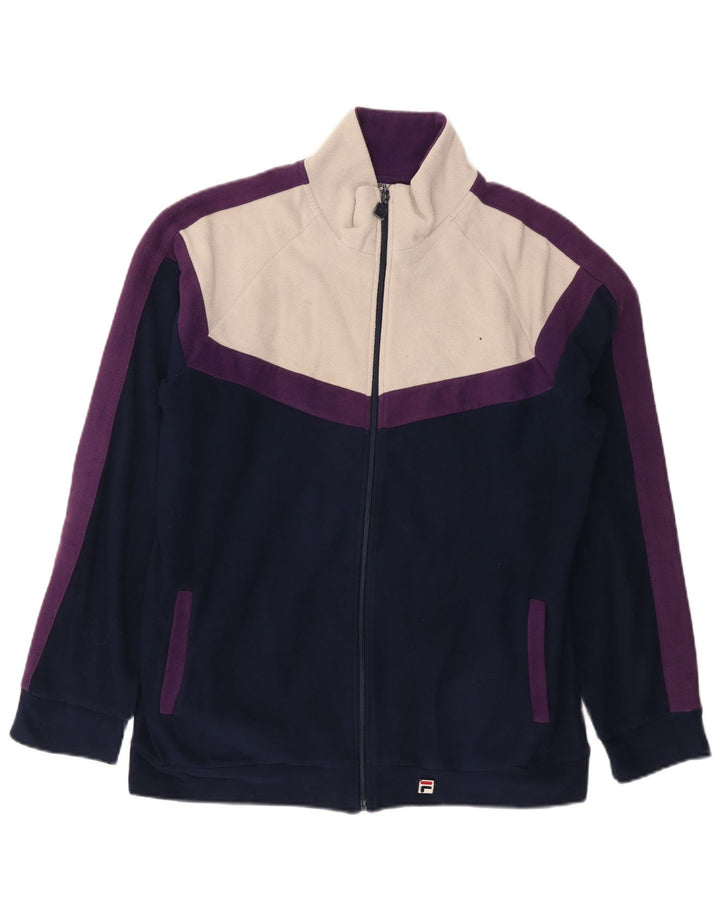 Fila Mens Fleece Jacket UK 40 Large Navy Blue Colourblock