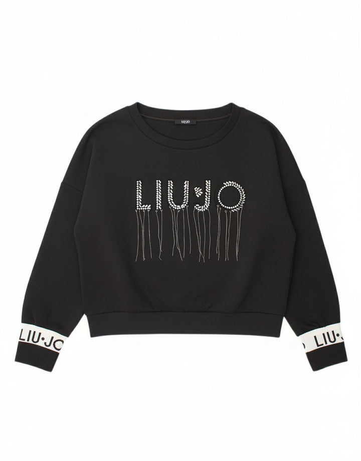 LIU JO Womens Oversized Graphic Sweatshirt Jumper UK 10 Small Black