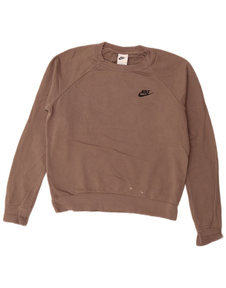 Nike Womens Oversized Sweatshirt Jumper UK 10 Small Brown Cotton