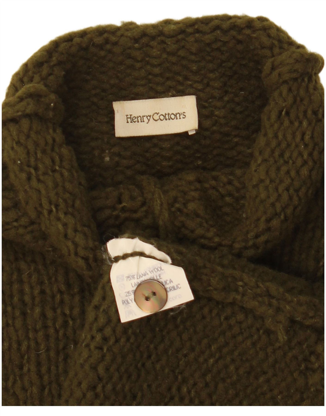 Henry Cottons Womens Button Neck Jumper Sweater IT 46 Large Khaki Wool