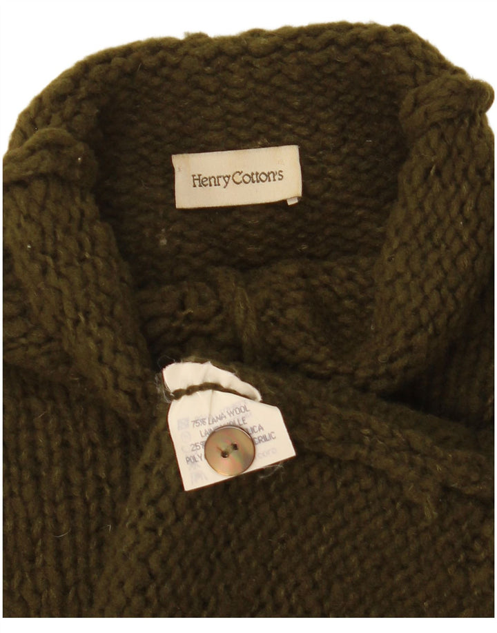 Henry Cottons Womens Button Neck Jumper Sweater IT 46 Large Khaki Wool