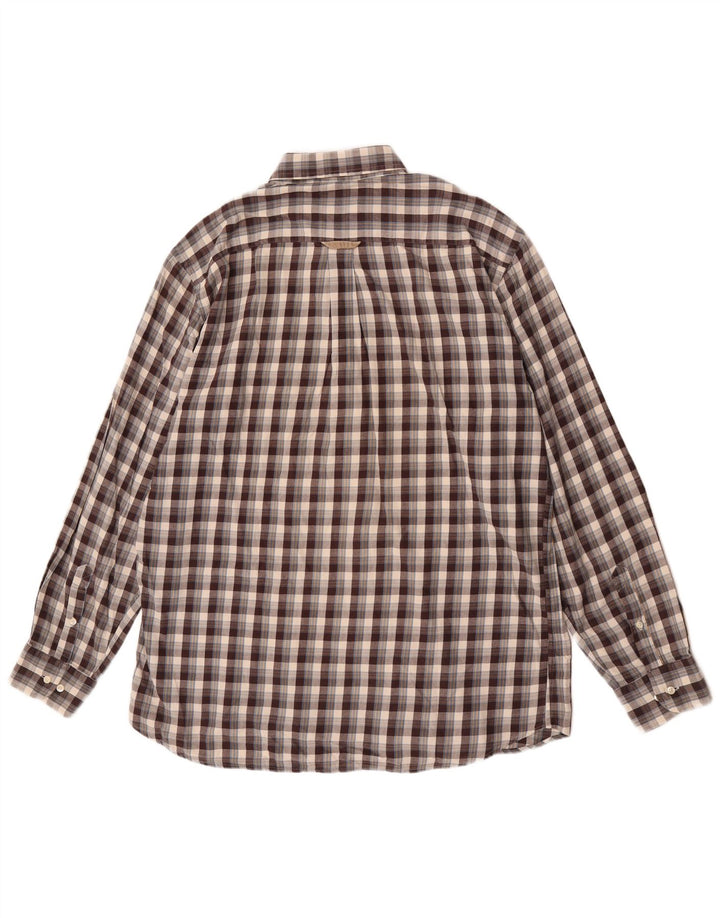 Barbour Mens Flannel Shirt Large Brown Check Cotton