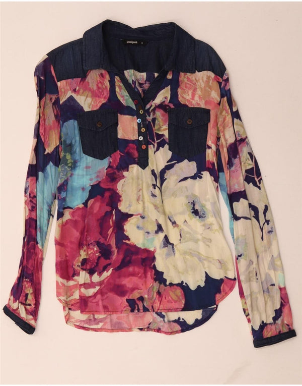 Desigual Womens Pullover Shirt Blouse UK 10 Small Multicoloured Floral
