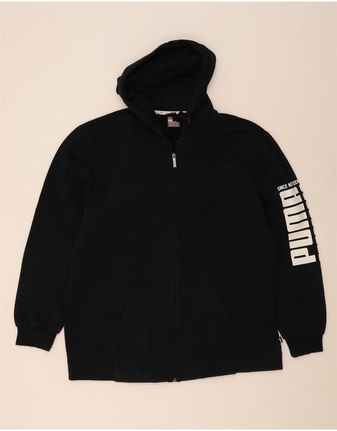 PUMA Mens Graphic Zip Hoodie Sweater XL Black Cotton Vintage Puma and Second-Hand Puma from Messina Hembry 