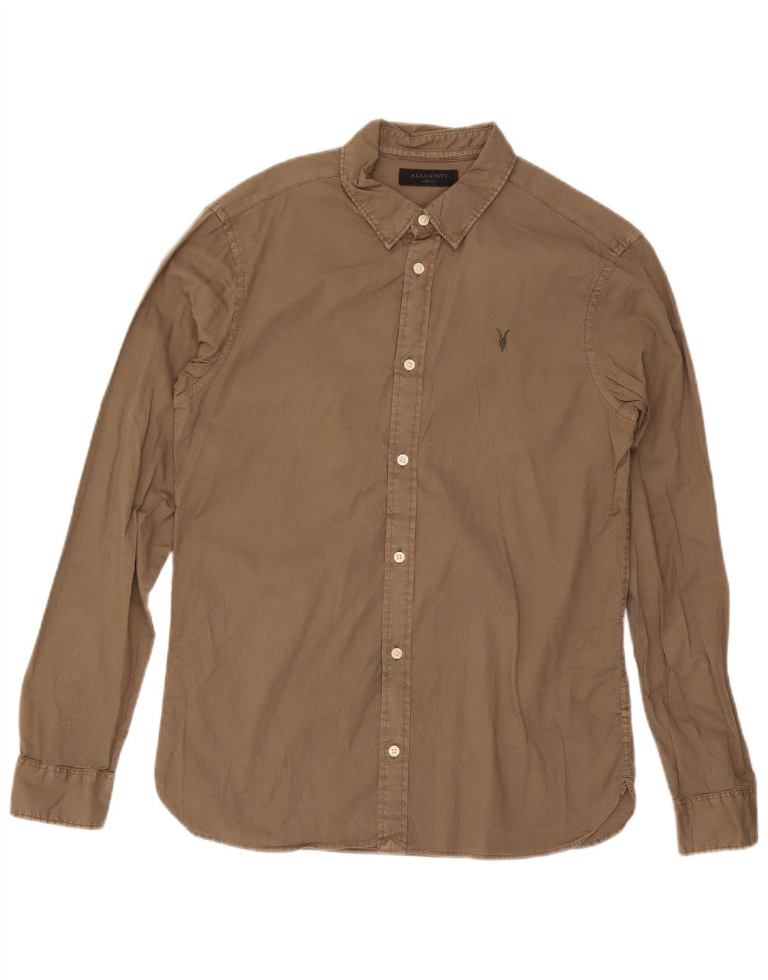 All Saints Mens Shirt Medium Brown Cotton