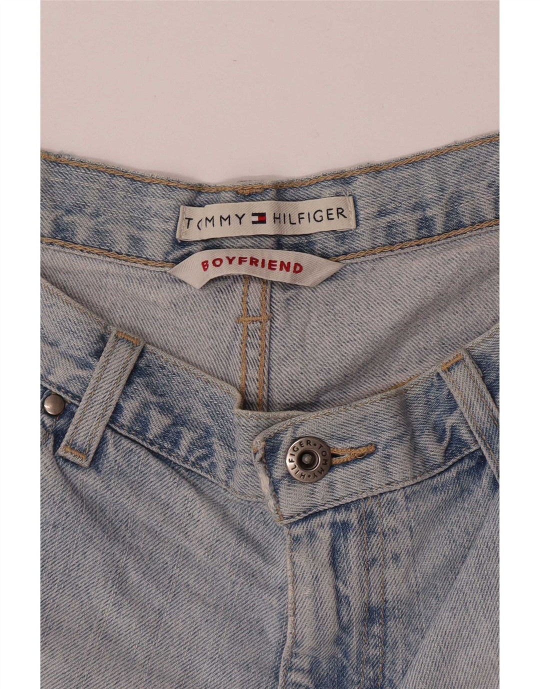 Tommy Hilfiger Dames Distressed Denim Shorts W28 Medium Blue