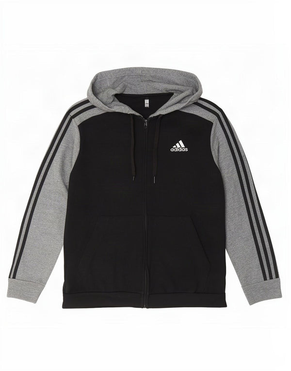 Adidas Pull à capuche zippé pour homme Grand coton color block noir