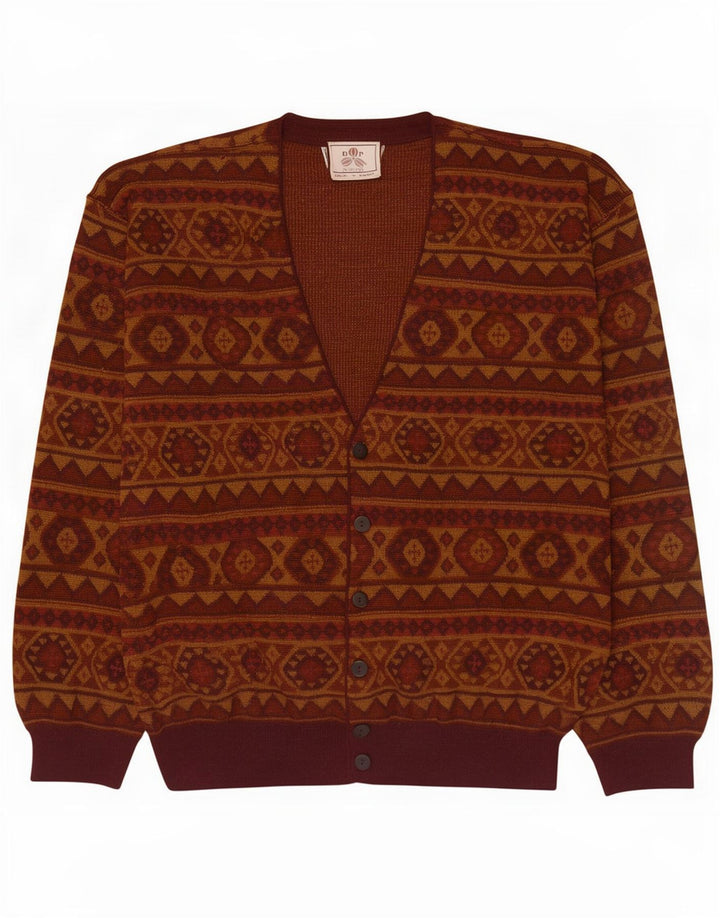 De Pietri Herre Cardigan Sweater XL Brun Geometrisk