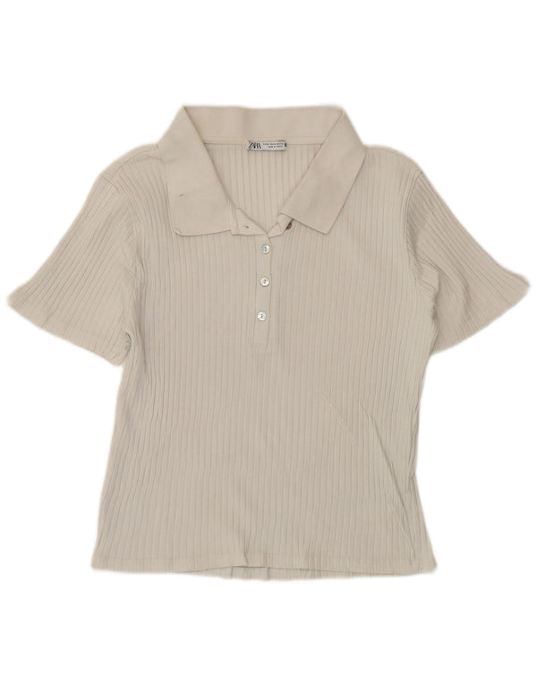 Tricou polo Zara pentru femei UK 18 XL Alb