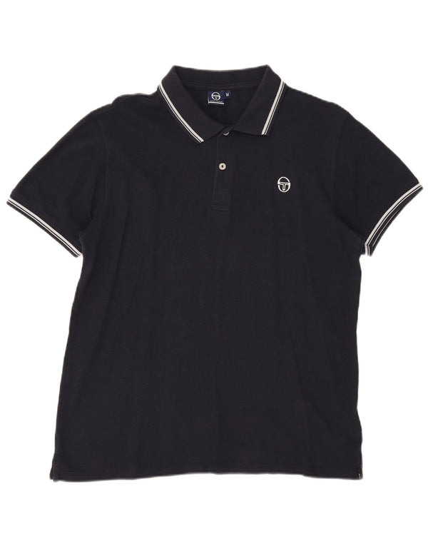 Sergio Tacchini Mens Polo Shirt Medium Navy Blue Cotton
