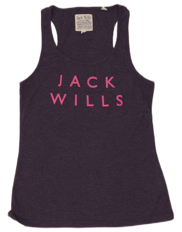 Canotta grafica da donna Jack Wills UK 14 cotone medio blu navy