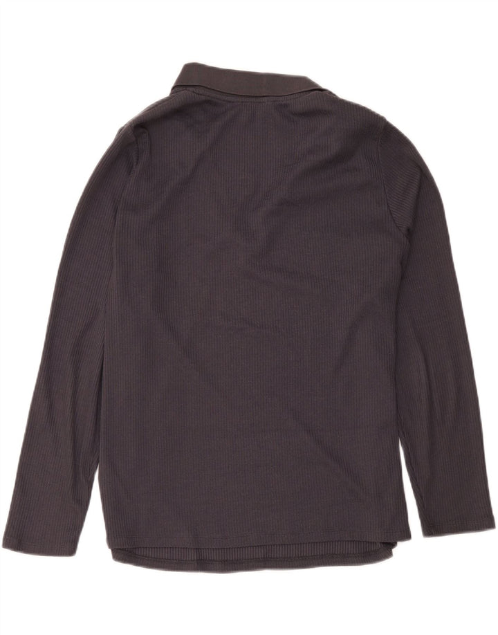 Marks & Spencer Womens Long Sleeve Polo Shirt UK 20 2XL Grey Polyester