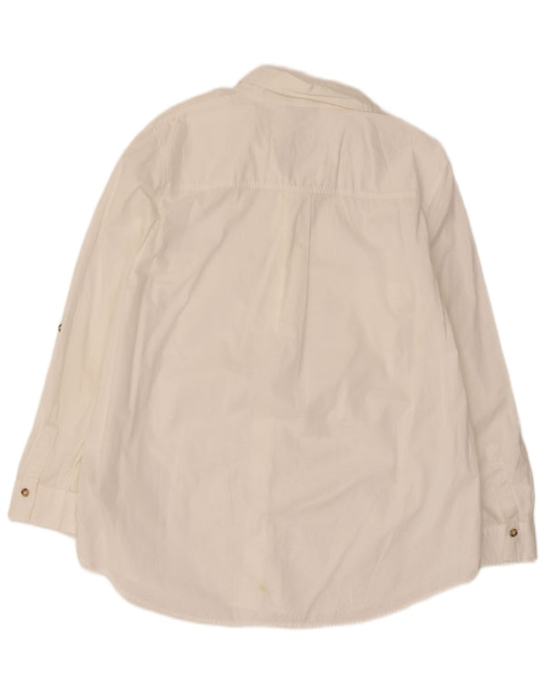 Massimo Dutti Damen Langarmshirt EU 44 XL Weiße Baumwolle