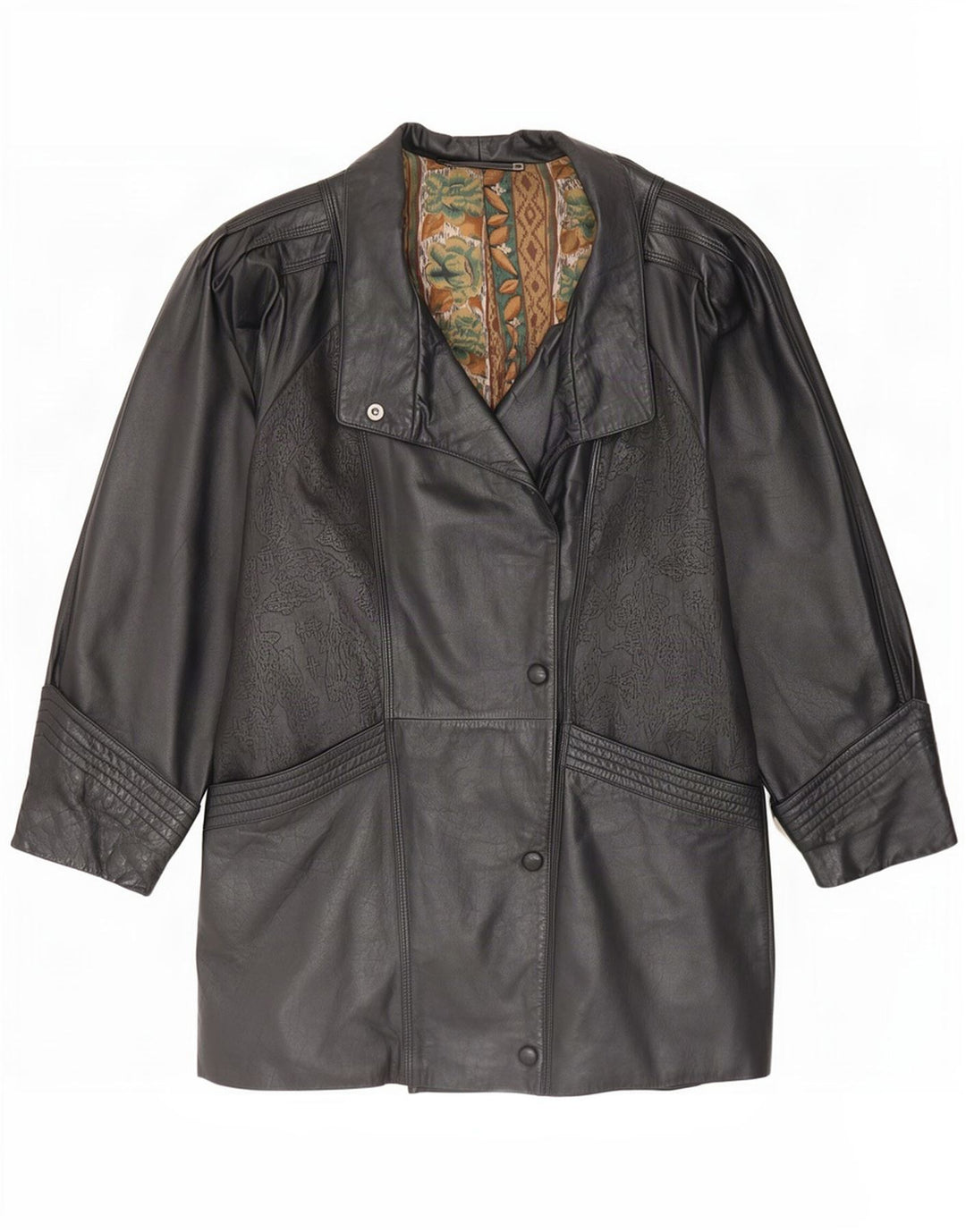 Yessica Womens Leather Coat UK 14 Large Black