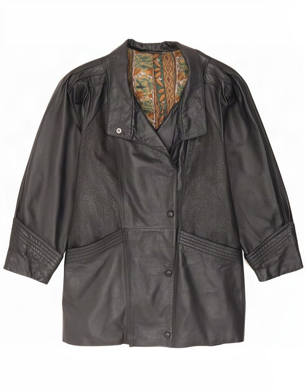 Yessica Damen Ledermantel UK 14 Large Schwarz