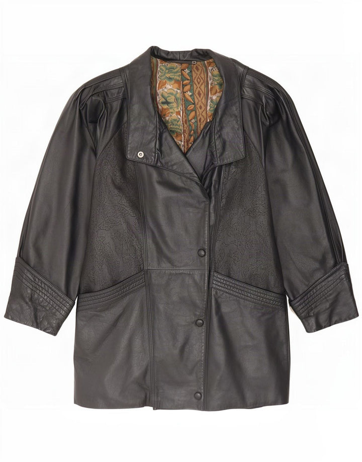 Yessica Womens Leather Coat UK 14 Large Black