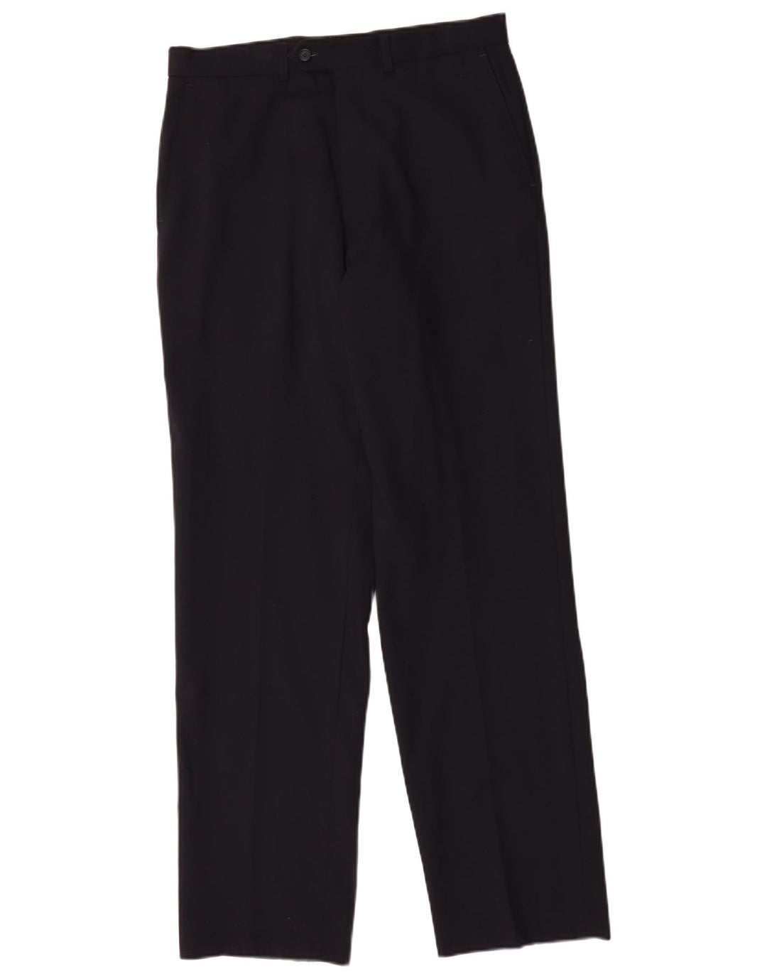 Marks & Spencer Mens Straight Casual Trousers W32 L33 Navy Blue Wool