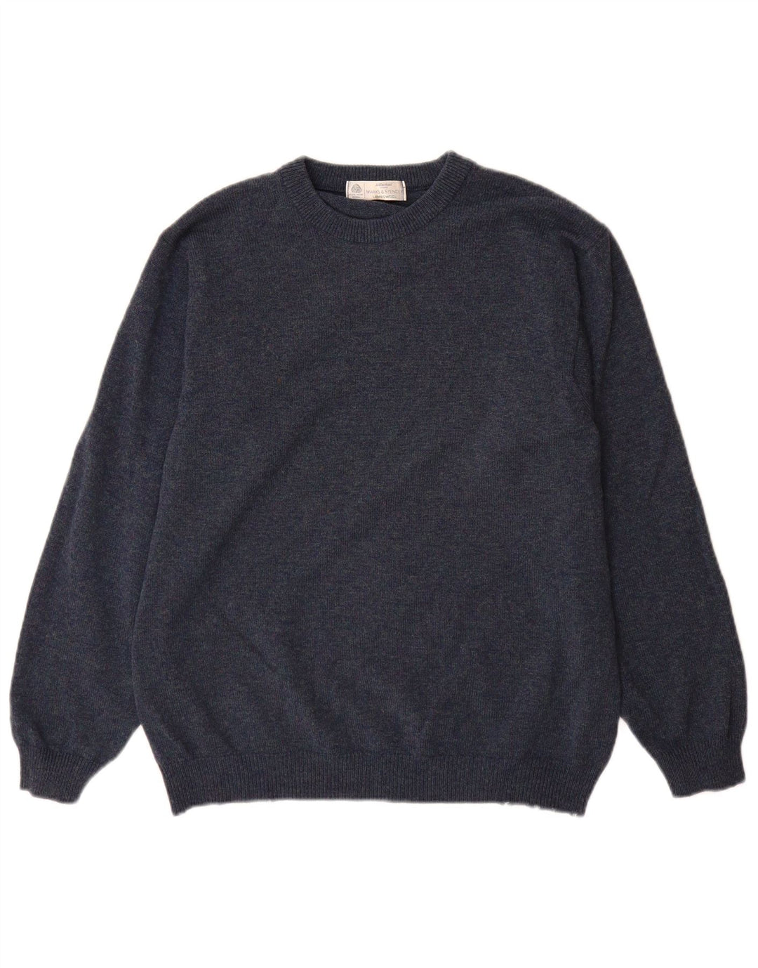 Marks & Spencer Mens Crew Neck Jumper Sweater Medium Blue Lambswool