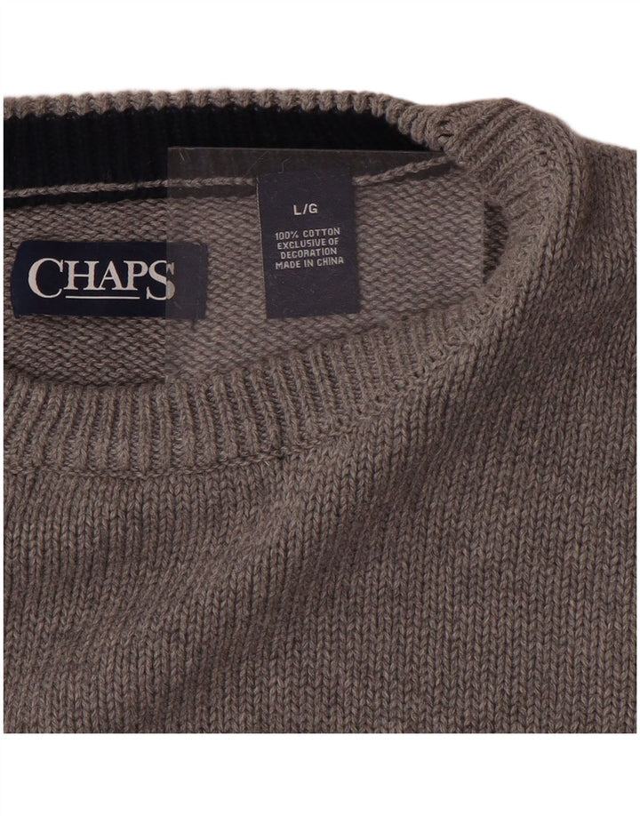 CHAPS Mens Crew Neck Jumper Sweater Large Grey Cotton