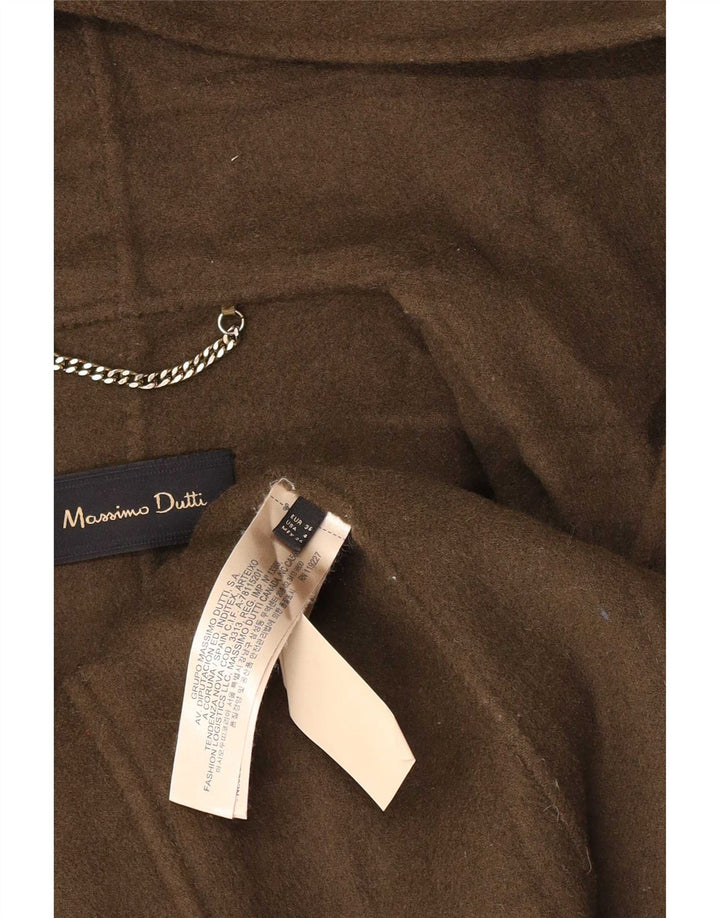 Massimo Dutti Manteau à capuche surdimensionné à double boutonnage pour femme EU 36 XS Kaki