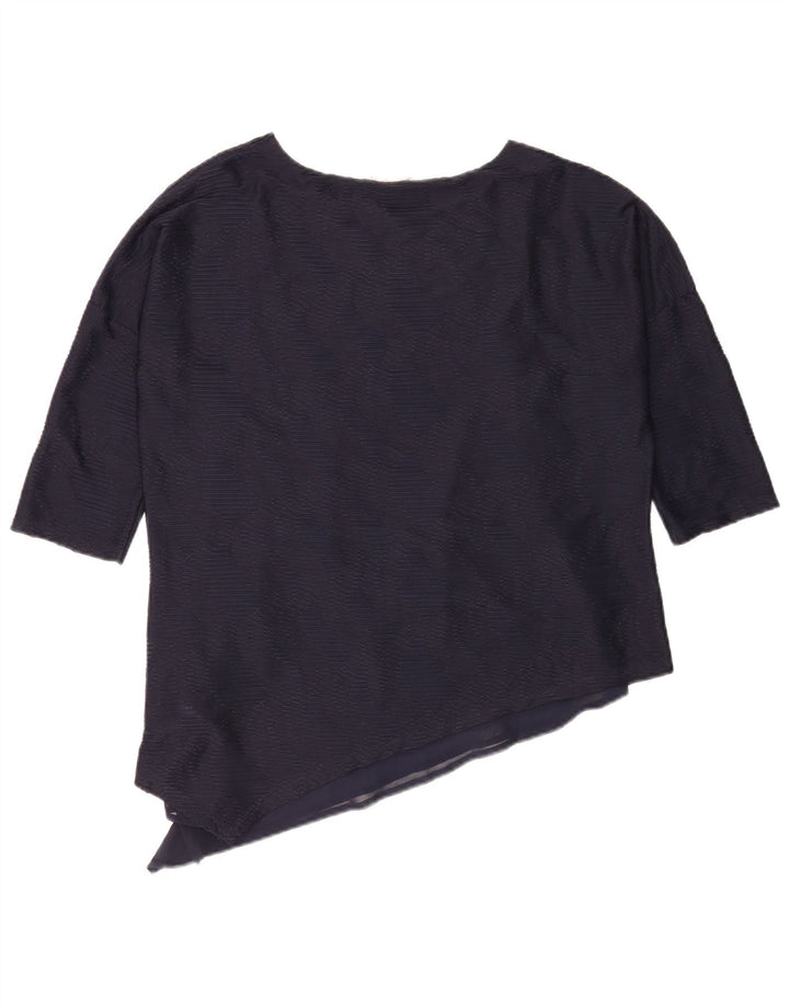 Phase Eight Womens 3/4 Sleeve Asymmetric Blouse Top UK 12 Medium Navy Blue