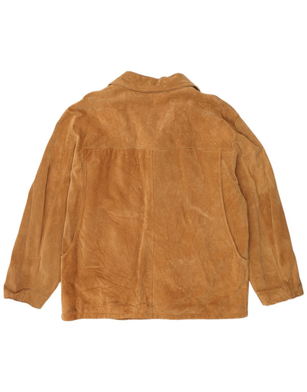Vintage Womens Suede Jacket IT 48 XL Beige Leather