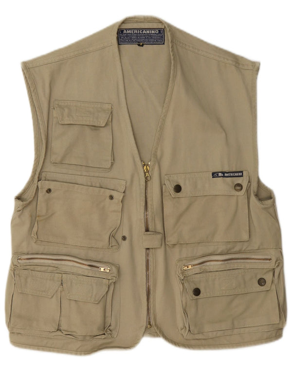 Americanino Gilet da uomo piccolo in cotone kaki