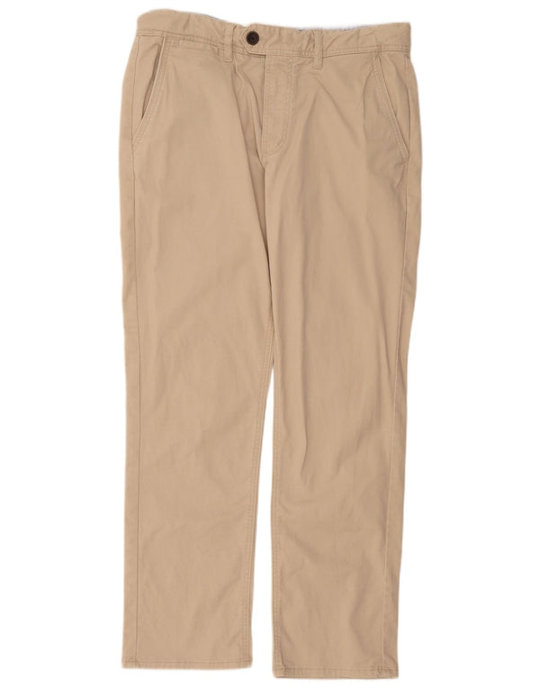 Crew Clothing Мужские прямые костюмные брюки W36 L30 Бежевый хлопок