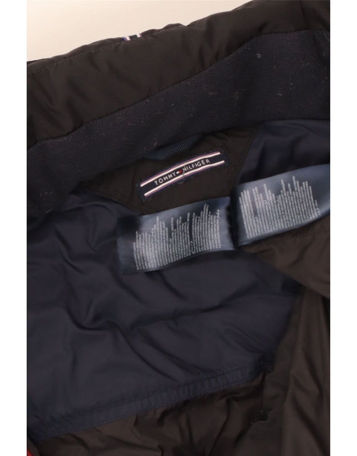 Tommy Hilfiger Womens Hooded Padded Coat UK 14 Large Black Polyester