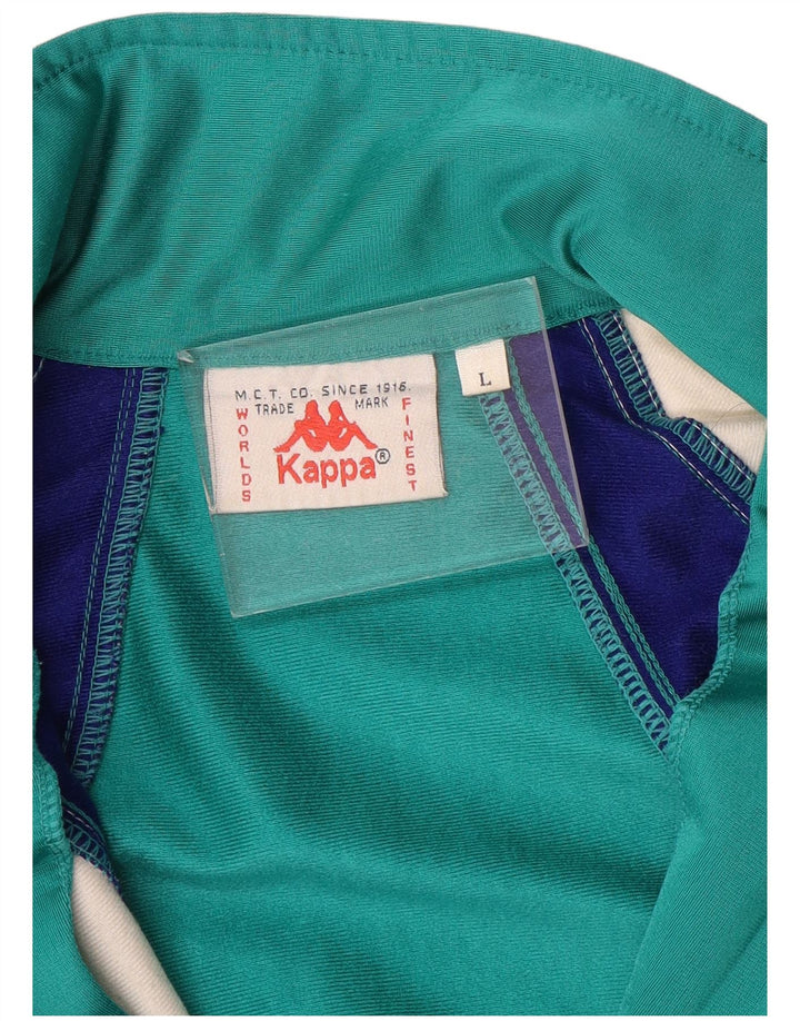 Kappa Mens Graphic Tracksuit Top Jacket Large Green Colourblock