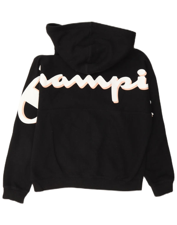 Champion Womens Relaxed Fit Zip Hoodie Sweater UK 10 Small Schwarz Baumwolle
