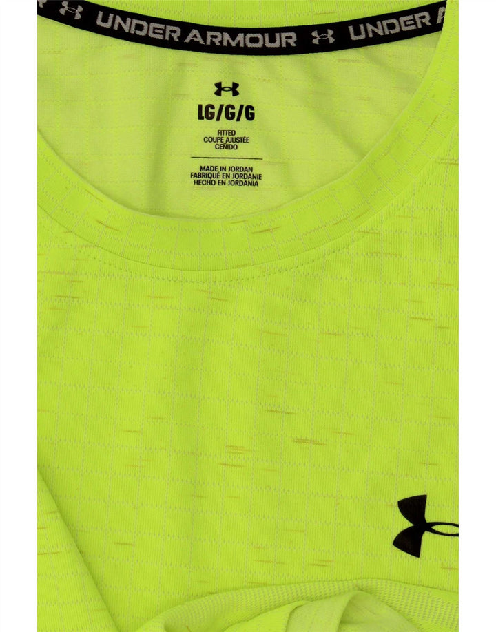 Under Armour Mens Fitted T-Shirt Top Large Yellow Flecked