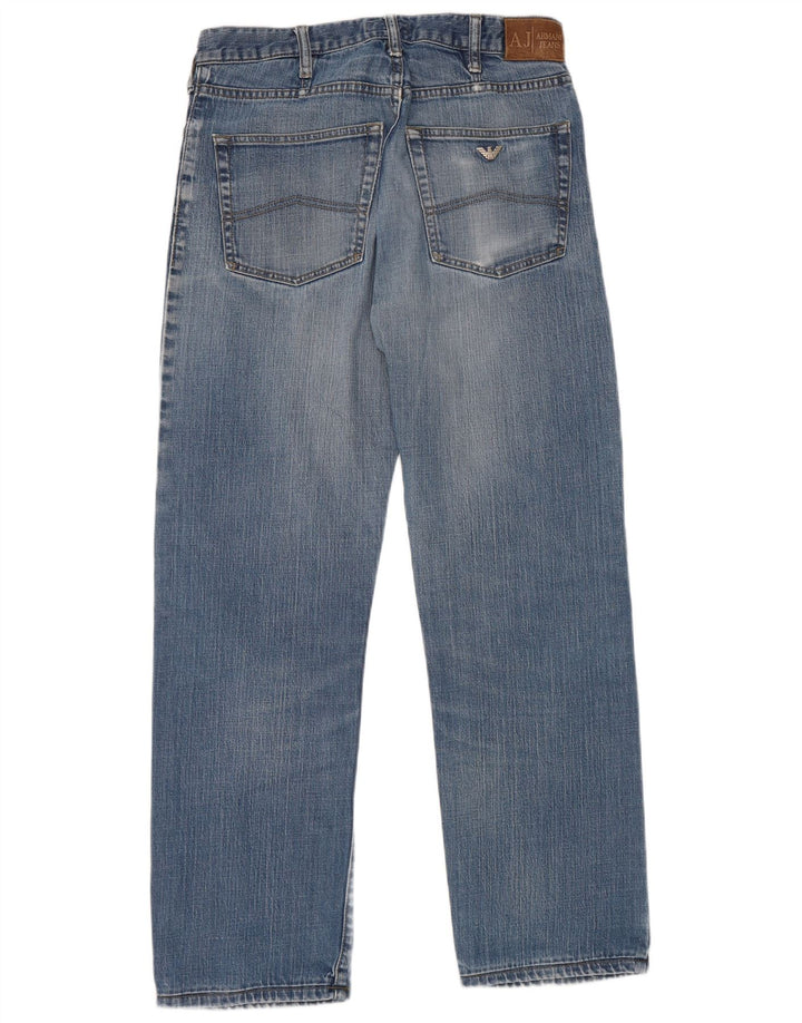 Armani Mens Straight Jeans W32 L31 Blue Cotton