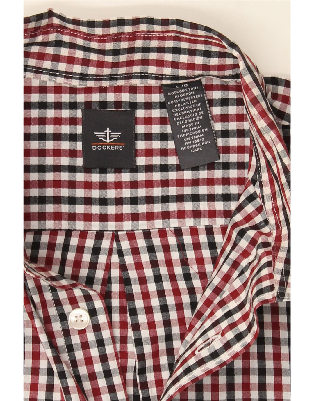 DOCKERS Mens Shirt Large Multicoloured Gingham Cotton Vintage Dockers and Second-Hand Dockers from Messina Hembry 