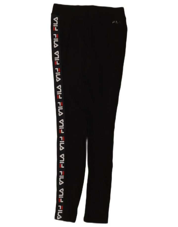 FILA Womens Graphic Leggings UK 14 Medium Black